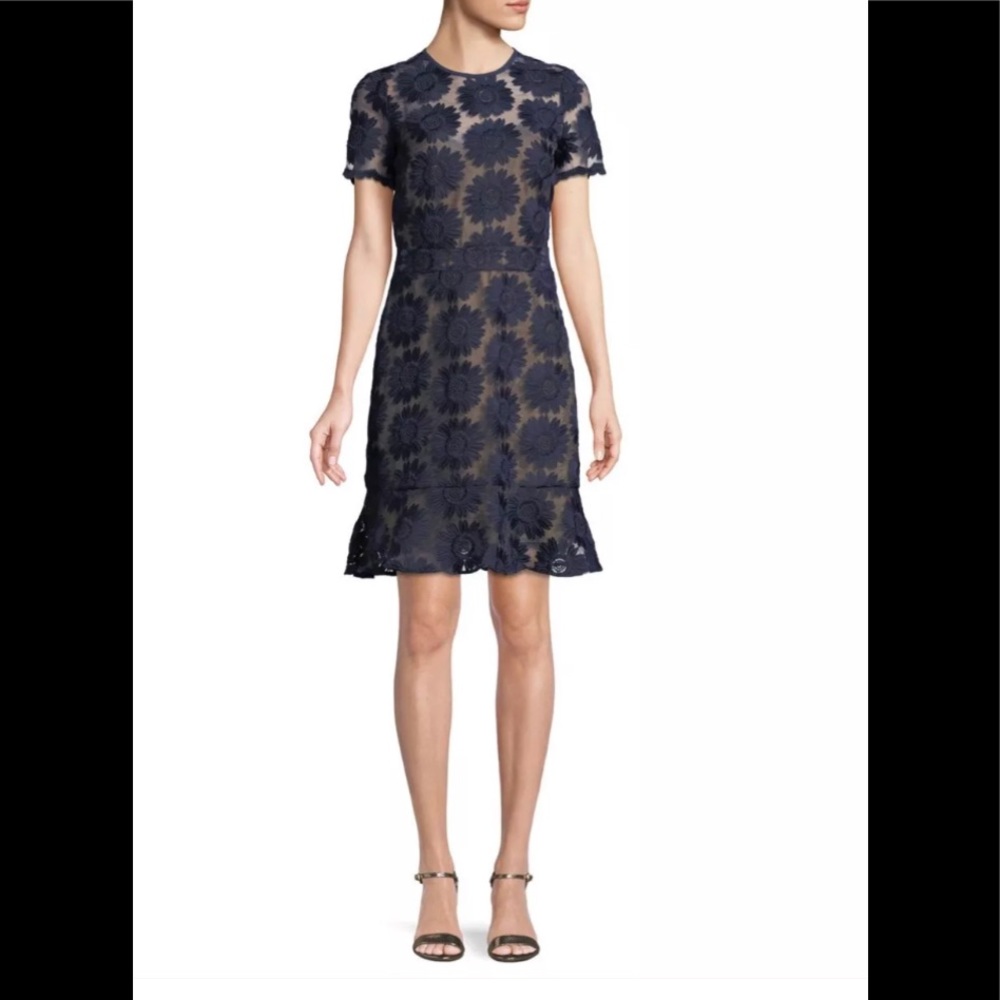 Michael Kors Women’s Floral Embroidered Dress,Navy